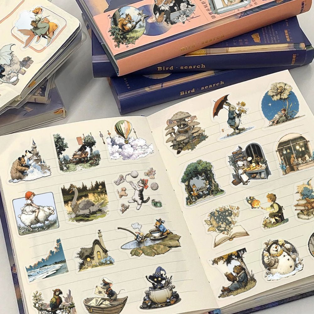 180 Fairy Tale Stickers | Vintage Ink Wash Waterproof Decals for Scrapbooking, Phone, Furniture & Glass DIY