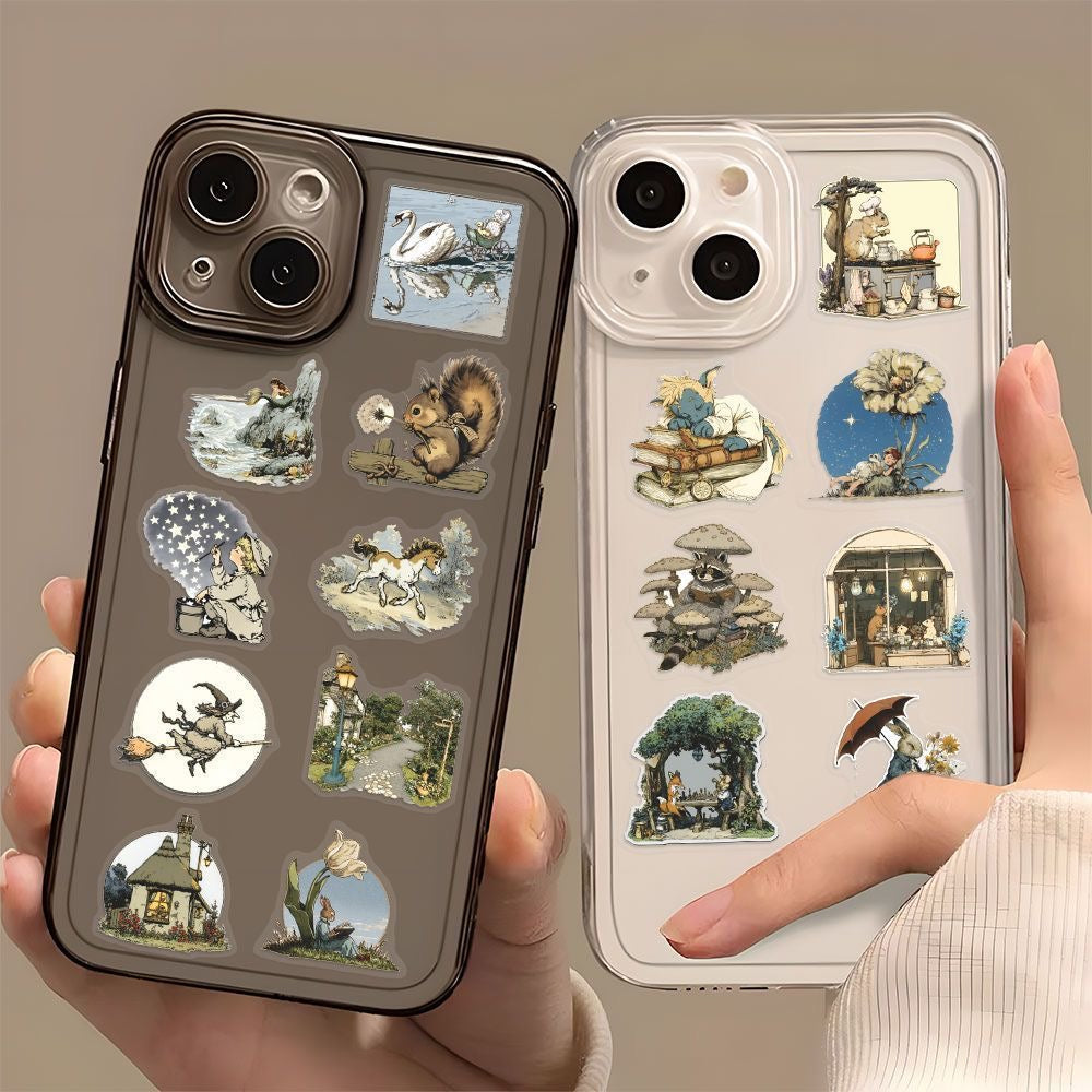 180 Fairy Tale Stickers | Vintage Ink Wash Waterproof Decals for Scrapbooking, Phone, Furniture & Glass DIY