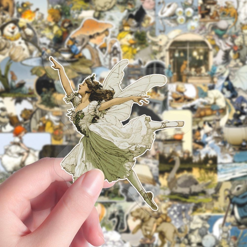 180 Fairy Tale Stickers | Vintage Ink Wash Waterproof Decals for Scrapbooking, Phone, Furniture & Glass DIY